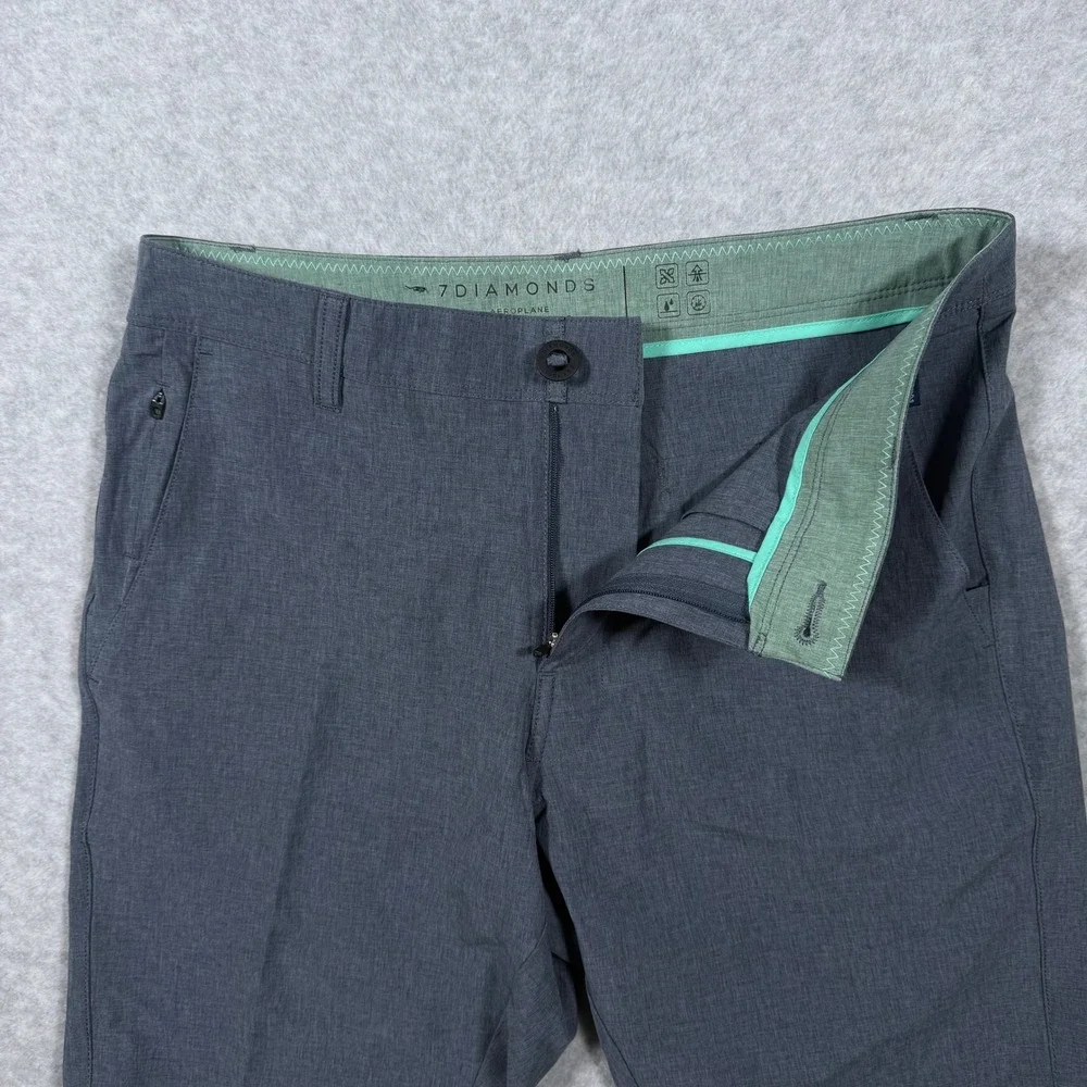 7 Diamonds Aeroplane Performance Shorts Mens 29 Navy Blue Heather Stretch NWT